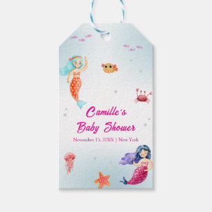 Modern Princess Mermaid Ocean Coral Baby Shower Gift Tags