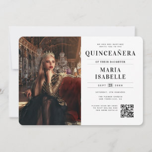 Modern Princess Photo QR Code Quinceañera Invitation