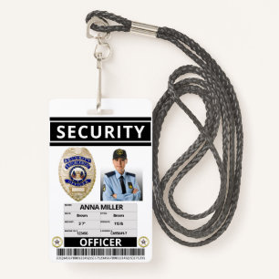 Modern Print Security Officer Custom Employee ID ID Badge