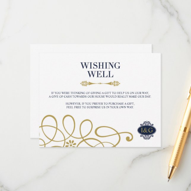 Modern Print The Love Wedding Wishing Well Card (Front/Back In Situ)