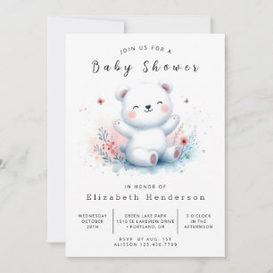 Modern Printable Bear Baby Shower Invitation