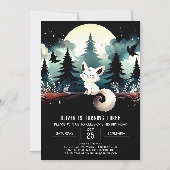 Modern Printable Cat Birthday Invitation (Front)