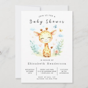 Modern Printable Giraffe Baby Shower Invitation
