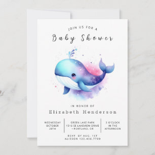 Modern Printable Whale Baby Shower Invitation