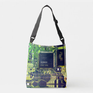 Modern Printed Circuit Board Design Add Name Geeky Crossbody Bag