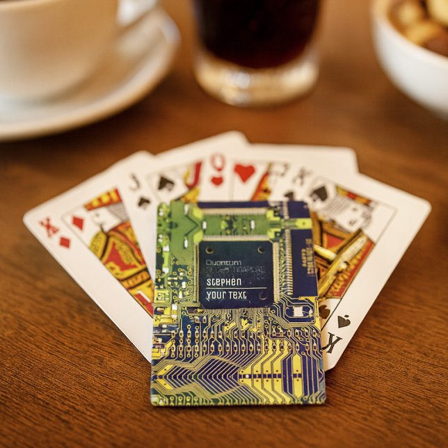 Modern Printed Circuit Board Design Add Name Geeky Playing Cards (Creator Uploaded)