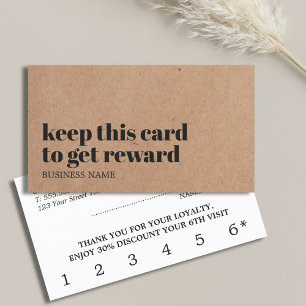 Modern Printed Kraft Black White Beauty Bold Salon Loyalty Card