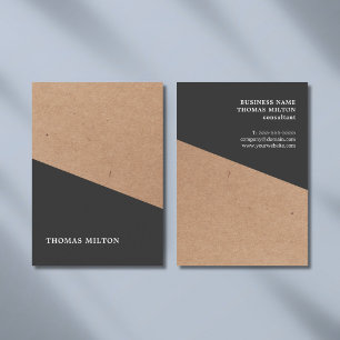 Modern Printed Kraft Paper Black Geometric Business Card