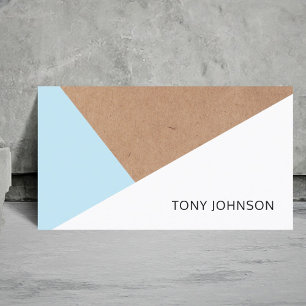Modern Printed Kraft Paper Blue White Geometric Business Card