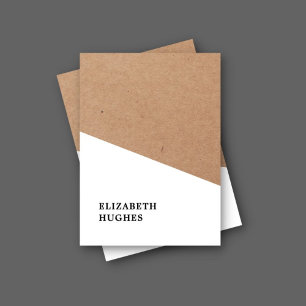 Modern Printed Kraft Paper White Geometric Business Card