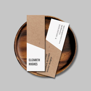 Modern Printed Kraft Paper White Geometric Mini Business Card
