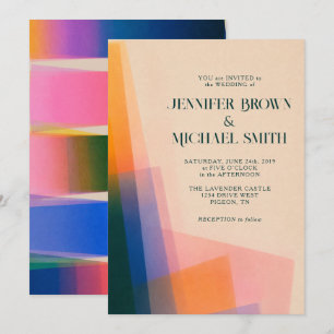 Modern Prism Sunset Gradient Wedding Invitation