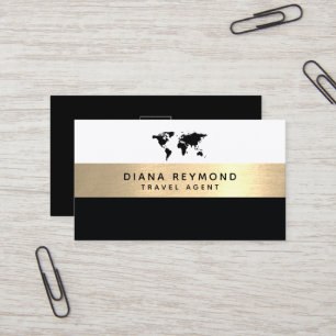 Modern Pro faux gold stripe Travel Agent Business Card