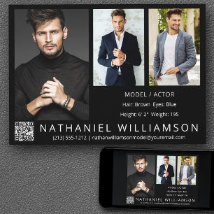 Modern Pro Model Actor 3 Photo QR Code Comp Card