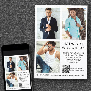 Modern Pro Model Actor QR Code 3 Photos Comp Card