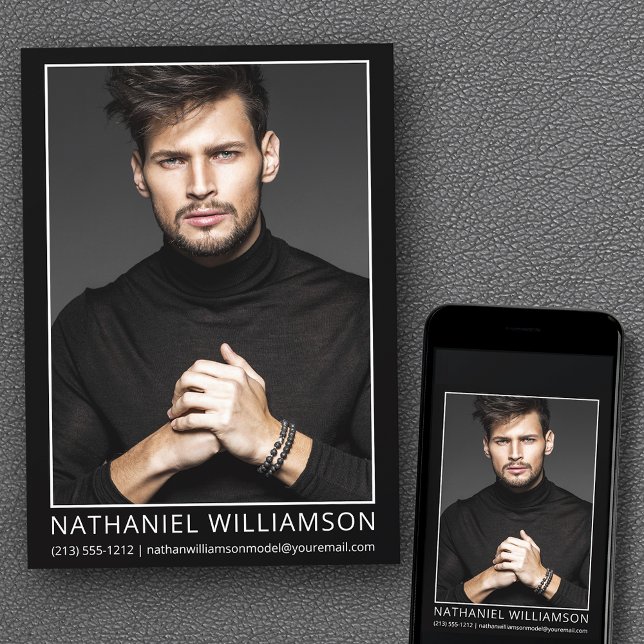 Modern Pro Model and Actor Photo Card (Customize to change background color, text size, style or to add more photos to back of card.)