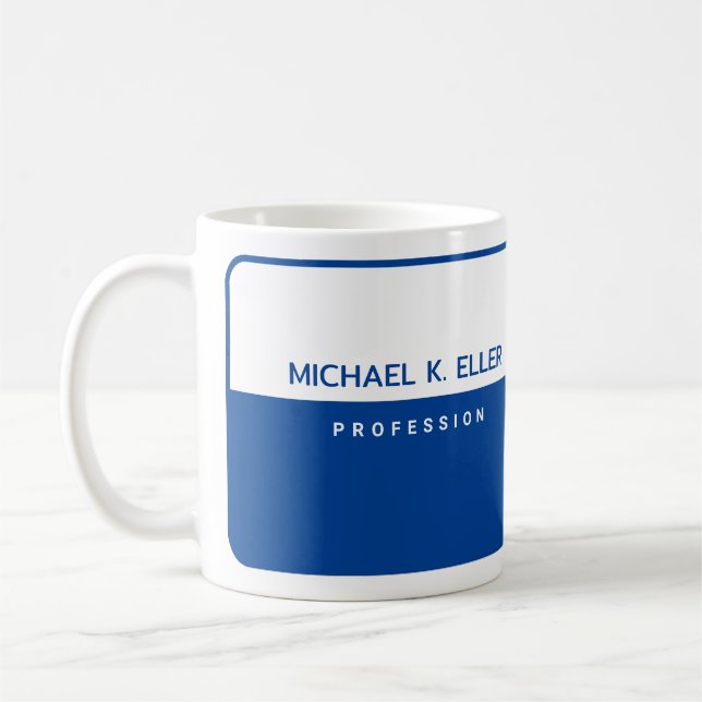 Modern Profession Half-Blue Coffee Mug with Name (Left)