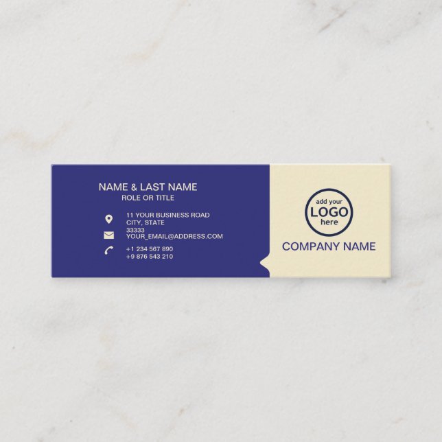 Modern Professional 2 colours add your logo Mini Business Card (Front)