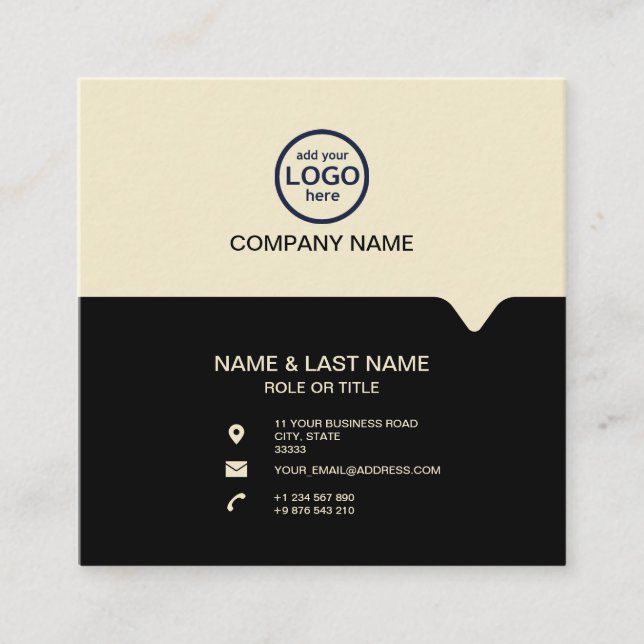 Modern Professional 2 colours add your logo Square Business Card (Front)