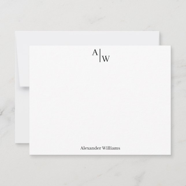 Modern Professional 2 Monogram Initial Basic Black Card (Front)