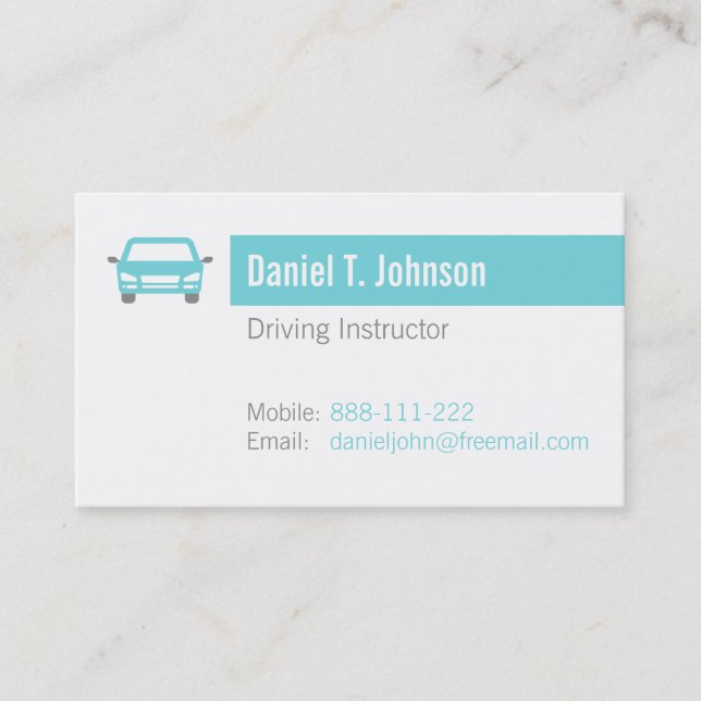Modern Professional Automotive Driving Instructor Business Card (Front)