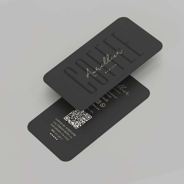 Modern Professional Barista Coffee Shop Black Gold Business Card (Modern Professional Barista Coffee Shop Black Gold Business Card
)
