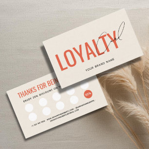 Modern professional beige orange customer loyalty card