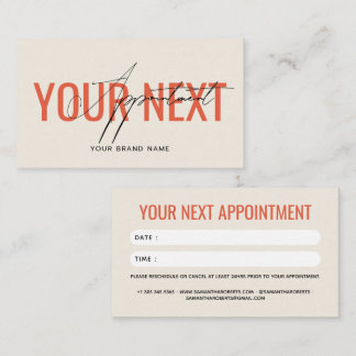 Modern professional beige orange your next appointment card