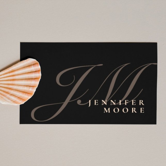 Modern Professional Black and Gold Monogrammed Business Card (Creator Uploaded)