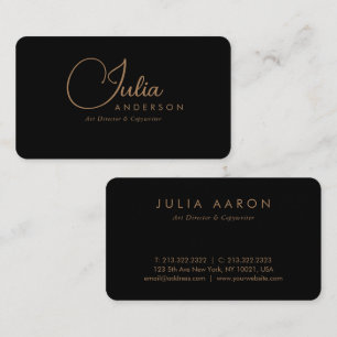 Modern Professional Black and Gold Script Business Card