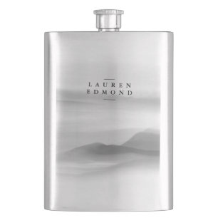 Modern Professional Black and White Abstract Hip Flask