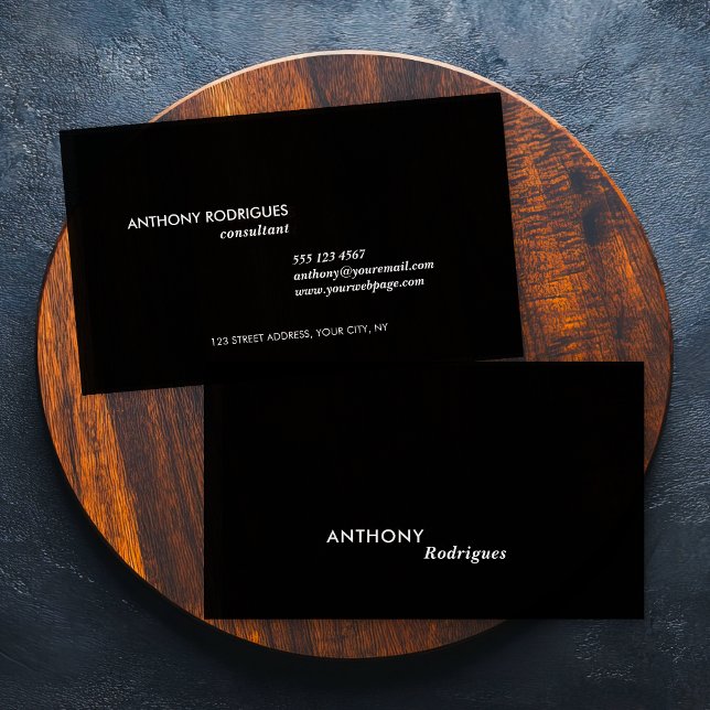 Modern Professional Black Business Card (Black sleek and modern business card, personalize with your info and give a professional image.)