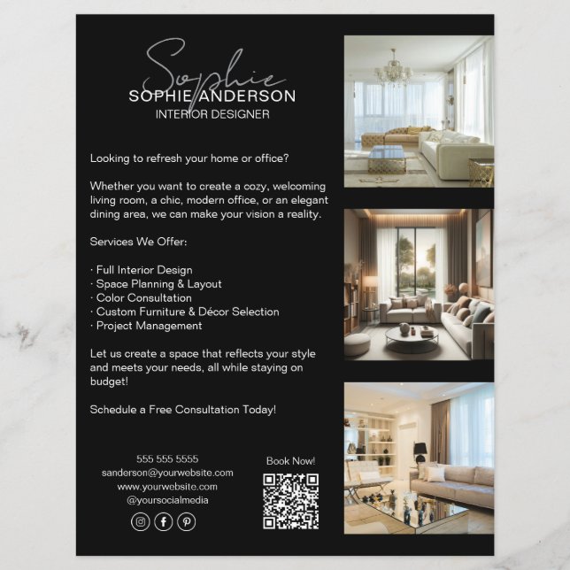 Modern Professional Black Business Flyer (Front)