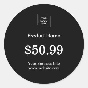 Modern Professional Black Custom Business Logo  Classic Round Sticker