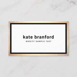 Modern Professional Black Gold Border Business Ca Business Card