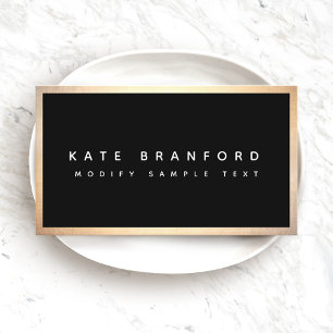 Modern  Professional Black Gold Border Business Ca Business Card