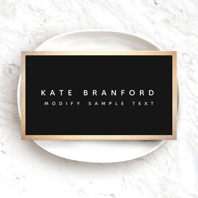 Modern  Professional Black Gold Border Business Ca Business Card (Creator Uploaded)