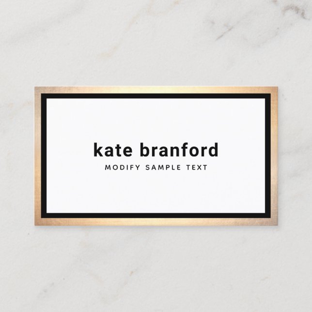 Modern  Professional Black Gold Border Business Ca Card (Front)