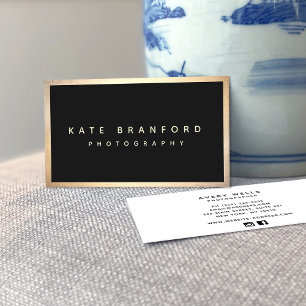 Modern  Professional Black Gold Border Business Card