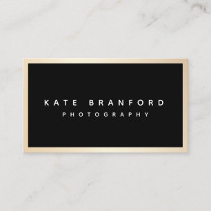 Modern  Professional Black Gold Border Business Card