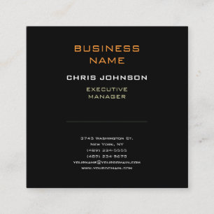 Modern Professional Black Plain Square Business Card