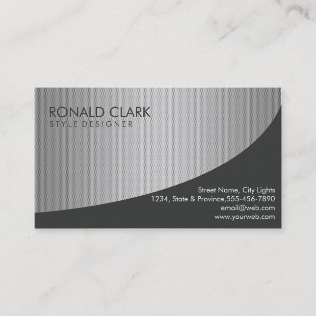 Modern Professional Black Silver Metal Steel Business Card (Front)