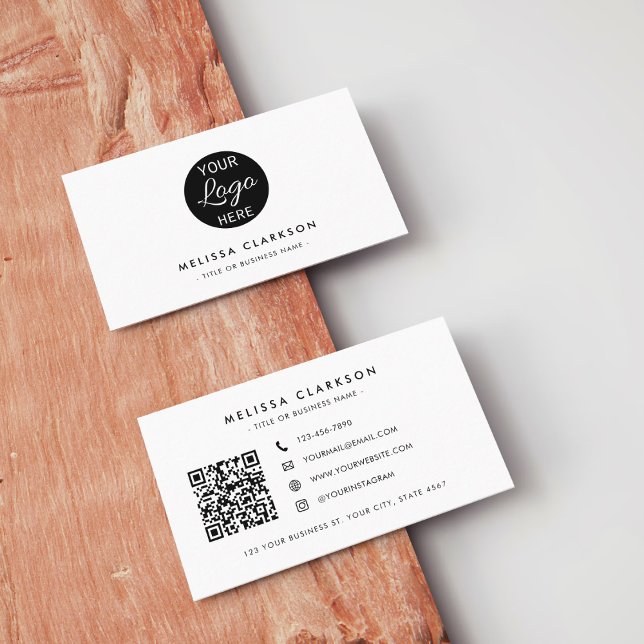 Modern Professional Black & White QR Code Logo Business Card (Creator Uploaded)