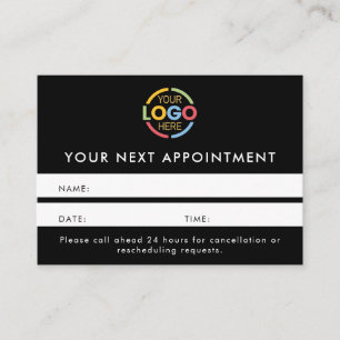 Modern Professional Black & White Simple Reminder Appointment Card