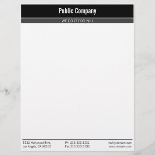 Modern Professional Black with Dark Grey Custom Letterhead