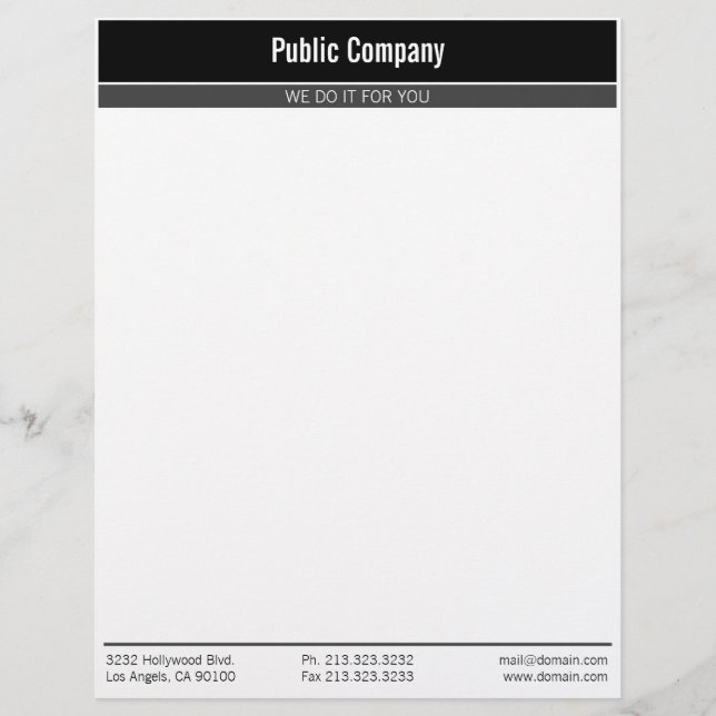 Modern Professional Black with Dark Grey Custom Letterhead (Front)