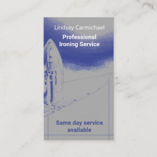 Modern Professional Blue Ironing Service Business Card