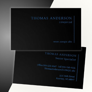Modern Professional Blue on Black Business Card