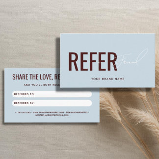 Modern professional blue red refer a friend referral card