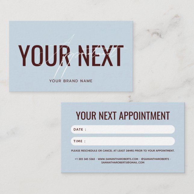 Modern professional blue red your next appointment card (Front/Back)